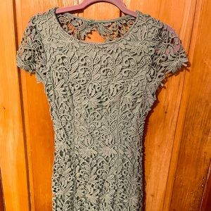Lulus mini lace backless dress, medium. Green